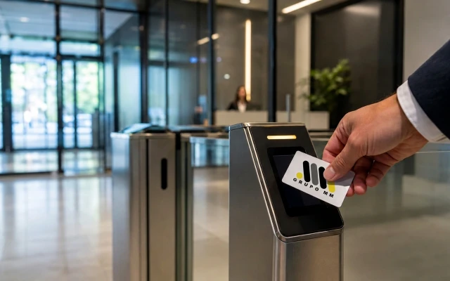 Cartão sendo utilizado em sistema de controle de acesso